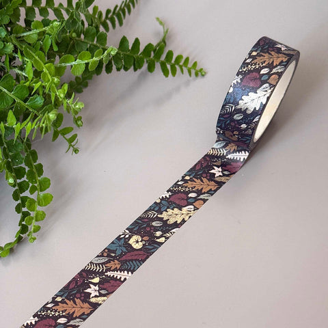 Washi tape Leaves, gold foil