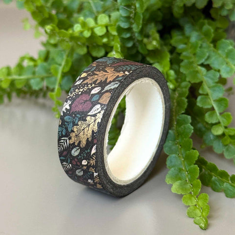 Washi tape Leaves, gold foil