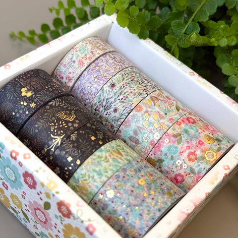 Washi tape Flower Vine, gold foil