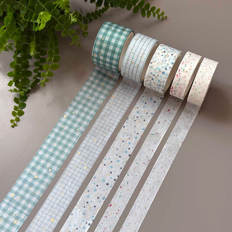 Washi tape Blue Tone, gold foil