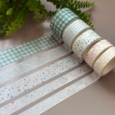 Washi tape Blue Tone, gold foil
