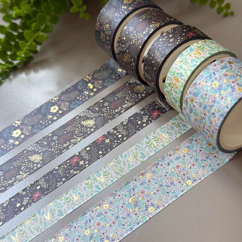 Washi tape Flower Vine, gold foil